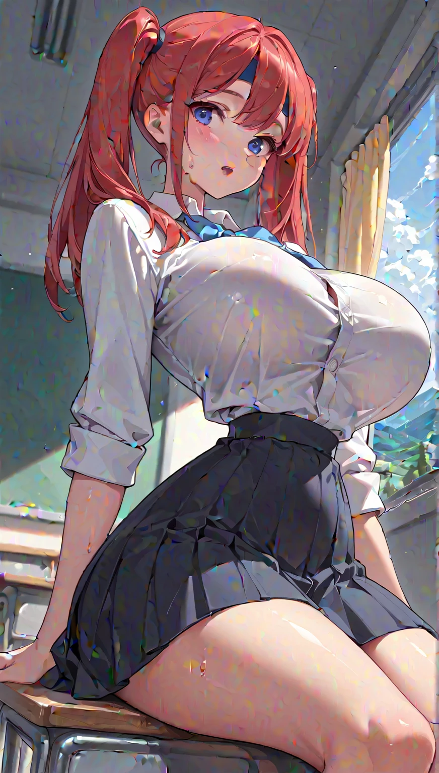Big breasts, she is a Milf, Busty ((beautiful and cute 30 years old)), ((light red hair, with symmetrical bangs)), double eyelids, purple eyes, clear and detailed, hyper detailed, light effect on the eyes, detailed iris, sensual body, perfect waist, ((((open short black cool shirt, cool short skirt, cleavage, defined abs)))) , ((masterpiece, hyper realistic, hyper detailed, best quality, 16k, light and shadow on the skin, bright colors)), eyeliner, sensual expression, perfect lips, innocent and sexy face, ((skin with light and shadow), beautifully seductive and embarrassed, perfect pink lips, sensual expression, mischievous smile (( she is a beautiful milf)), flirting with the viewer, on the street, sensual pose, in the supermarket, (((full moon night, stars)))