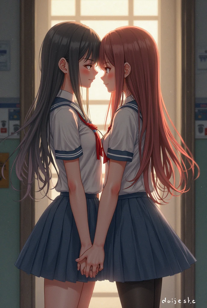 real,mini skirt,(NSFW),(2girls), 2 school girls, female genitalis job each other