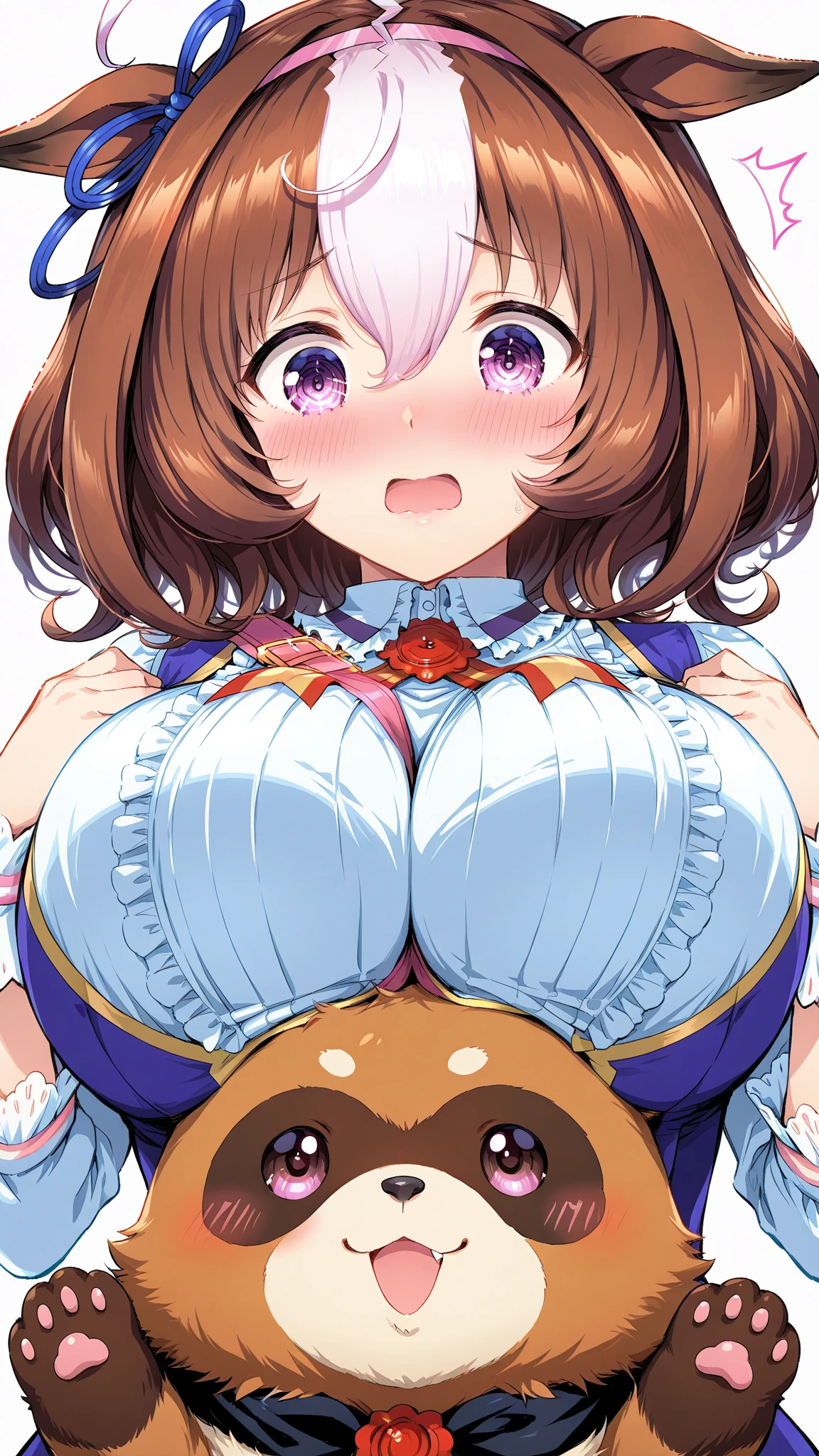 Browsing Caution:1.5,Ochako Uraraka, sorry、My hair is brown.,Naughty smile、 With eyes wide open、Bodysuits, Big Lips, outside, Curvy、((Subjective,One strong man, Huge penis, Blowjob, paizuri, big penis is between breasts, big penis in breasts, Breast compression))、Overflowing sexual fluid、Side angle