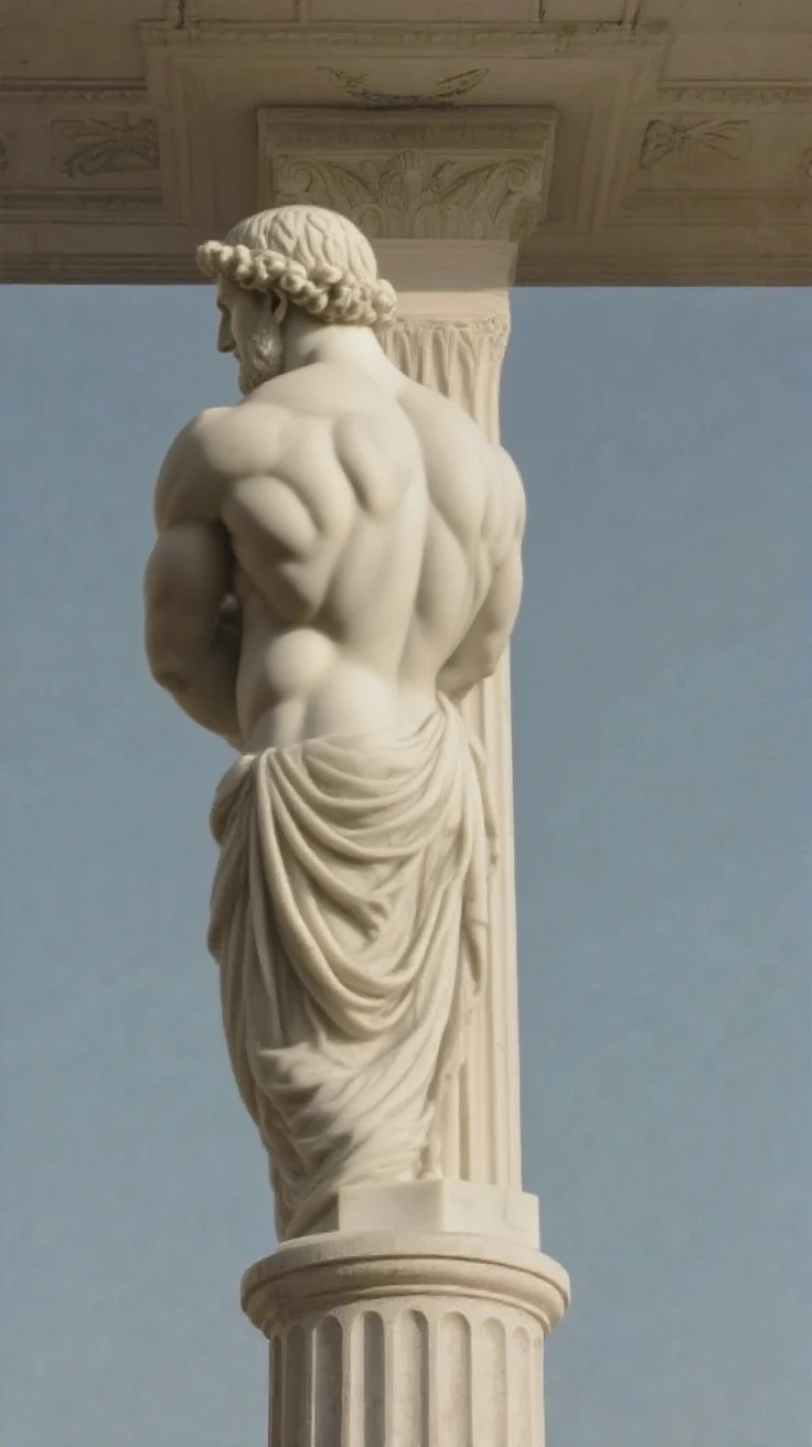 crie uma inagem de uma estatua grega segurando uma espada