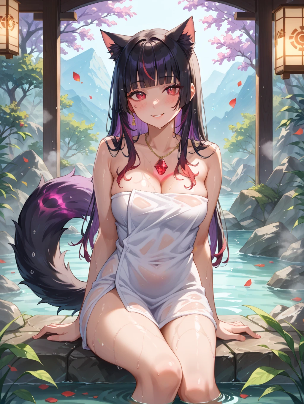 Foxy girls swimsuit harem in japanesse onsen
