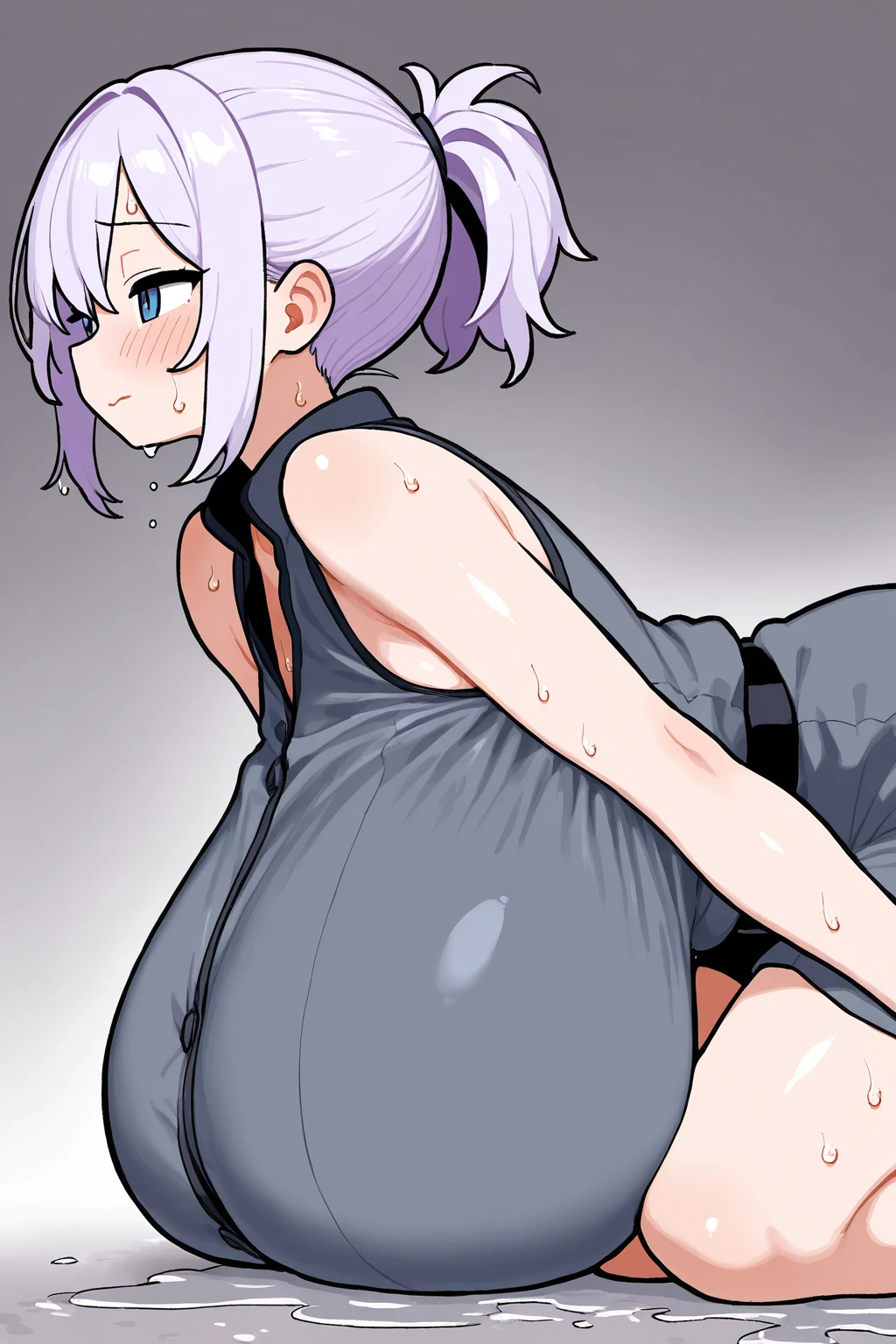 Milking machine、Sexy Panties、Top view、手でvaginaを開く、Ultra-detailed illustrations、Ultra-precise expression、masterpiece、Highest quality、ultra High resolution、High resolution、Hiromitsu Takeda Style、White background、Simple Background、One girl、solo、(Mash Kyrielight)、light purple hair,short hair,hair over one eyes、Completely naked、White Breath、Sweat、Glowing Skin、shiny skin、smile、pubic hair、vagina、Hands between the crotches、stand、Erect nipples、Big nipples、Squirting、Breast milk、