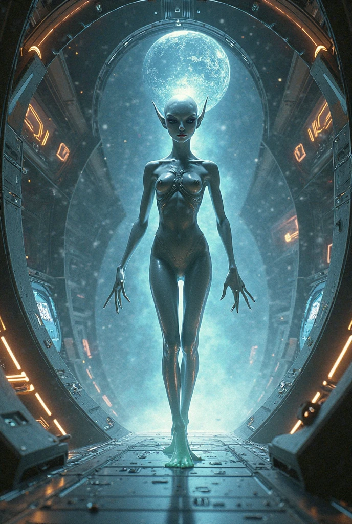 Futuristic embryonic capsule with (alien inside).humans,person,
