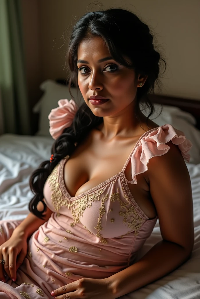 Day scene, full body photo of a plus sized 45 year old indian with a man from top view, (Masterpiece, Best Quality, High Resolution), office Background, (cum Splash on her breasts and nipples, cum Splash on her face, Splash of cum, cum Splash on her blouse, cum Splash on her eys), Sweet 25 year old South indian women sitting on her knees in a crowded party hall with a man, hour glass body red lips, silver colour silky gown, lightly makeup,ultra realistic, realistic, look at viewer (cinematic:1.3), intricate details,