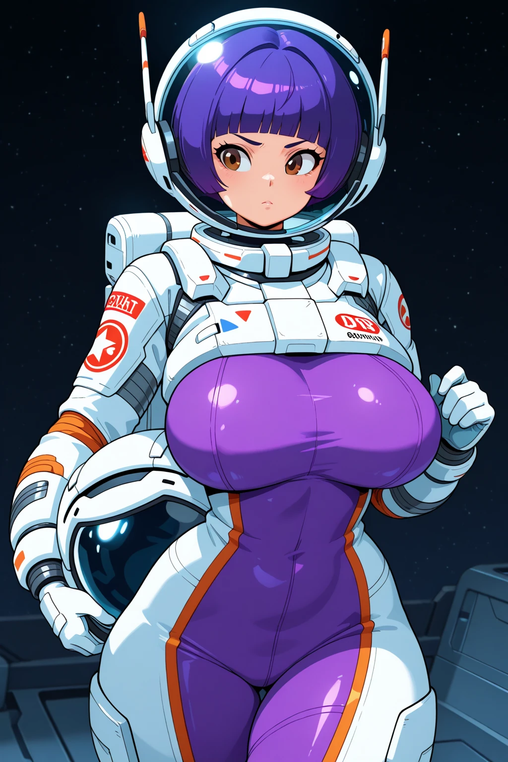 (subject 1: A cute woman Space explorer, embarrassed, attempting to cover herself, stripped naked except for her belt and shoes ) has encountered an alien civilization (Subject 2: Scary but friendly aliens, cybernetic enhanced, robot servants), they examine the space explorer without respecting personal space (sucking on her tis, pumping milk from her breasts) the aliens are intrigued by lactation