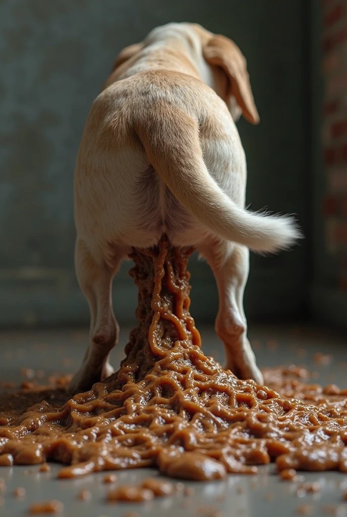 (raw, cinematic:1.2, realistic, tailless, detailed fur:1.3, fluffy:1.3, furry:1.3, feral), zPDXL2, (solo), male, ((((dog)))), backlightning, cute, (((rear view:1.2))), standing on all fours, park, ((((hyper, equine penis, erection, pink penis, pink balls, veiny penis, huge penis, huge balls, excessive cum, anal feces, huge belly)))), ((((excessive anal feces, messy feces, anal scat, hyper belly))))