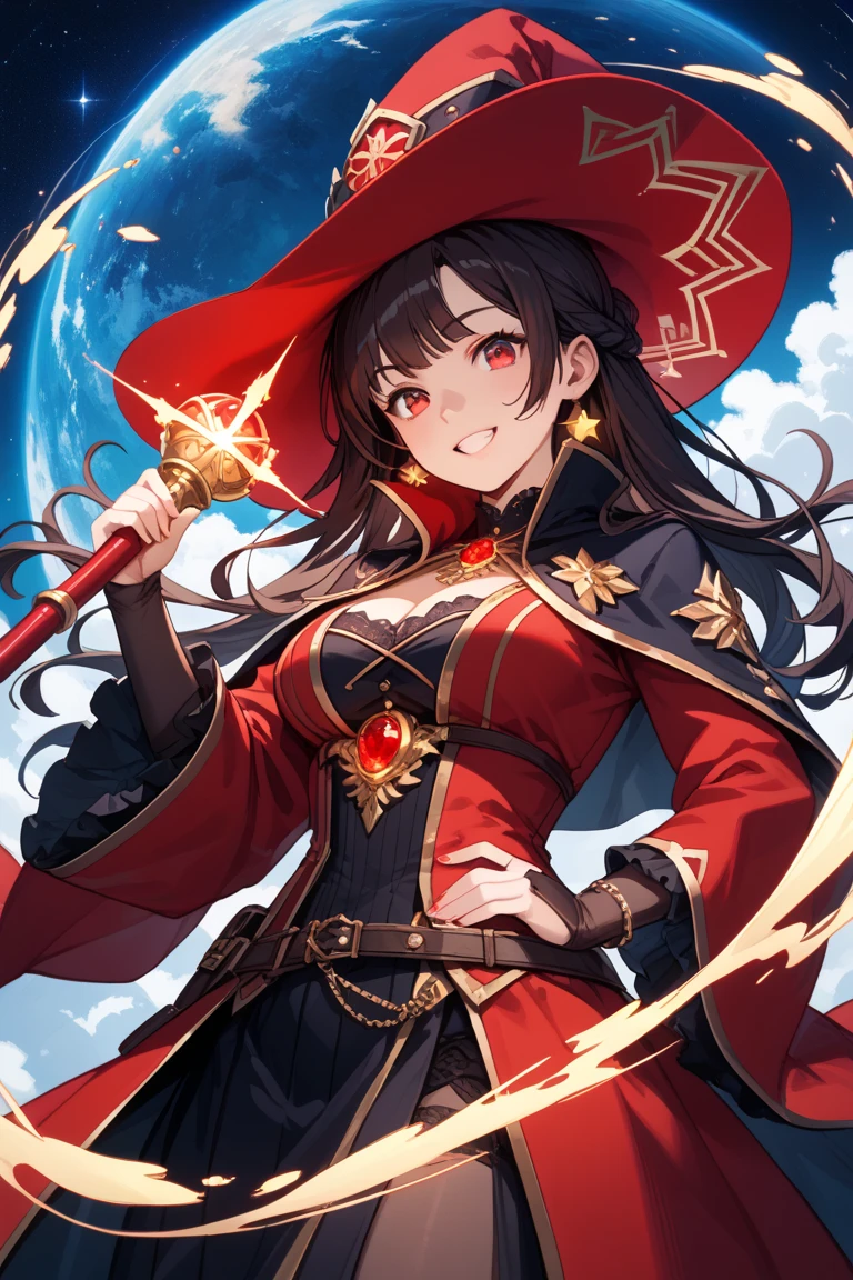 anime girl in a witch costume holding a ball and a wand, black - haired mage, beautiful celestial mage, beautiful wizard, flirty anime witch casting magic, pretty sorceress, detailed fanart, bright witch, astral witch clothes, portrait of a female mage, sorcerer magic witch, marin kitagawa fanart, classical witch, witch girl, a beautiful sorceress