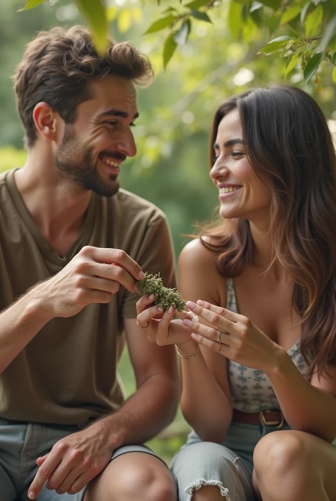 A cinematic photograph of a couple smoking marijuana