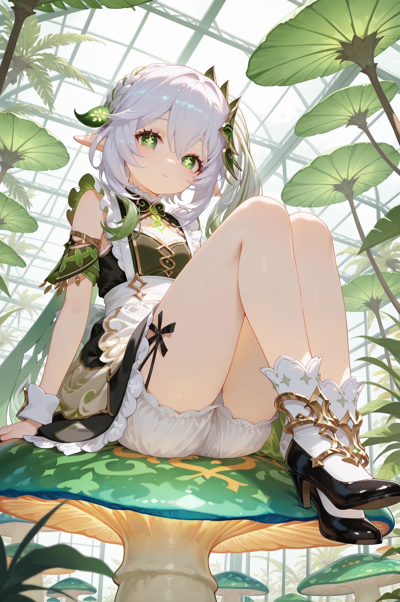 masterpaintings,Best Quority,1girl huge large breasts,独奏,Nahida_Genshin,Cruciform student,default_Dress,Green cloak,and wear no underwear,not wearing panties,Revelation,legs parted, Lateral breast exposure, Chest exposure, Scratches, Vaginal opening, Revelation ,,Vaginal opening, legs parted,No Panty,Revelation,The vaginal opening is exposed,Vaginal opening valgus,urinating