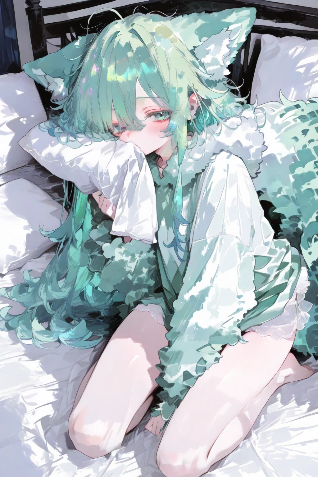 Zundamon　Light green hair　juvenile　Sleep
