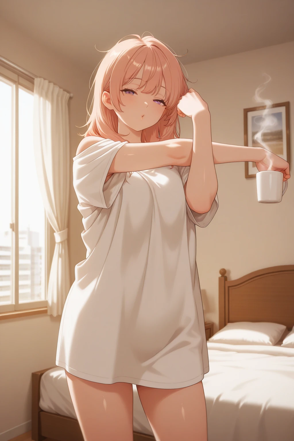 (NSFW:1.5)、1 Girl、、slim、Small breasts、The whole body is covered in oil and has a glossy appearance.、(Tissue paper), しわくちゃのTissue paper, 地面に落ちた小さなTissue paper, Excessive sweating on the face,Dripping sweat,Sit on the bed, Dirty duvet 、Very old gym mat ,Gymnasium Warehouse, ((There are a lot of used tissues on the floor)) , ((semen))、Crumpled trash is scattered all over the place., Jim Matt, Messy room, I am going to cry、 Embarrassing、 ((Dimly lit room)) 、(Hardwood Floors 9 、(散らばった小さなTissue paperのロール) 、((My white gym uniform is torn))、(No underwear、No bra)、Small lips、 beautiful girl 、Cheeks pink、 super curly hair 、Pearl white silk tights that become transparent when wet、Sweating profusely、 潰したTissue paper、 My whole body is wet with sweat、 Steam coming out of the whole body 、Steam rises across the screen、My whole body is covered in sweat、 evening、 Overall orange background、 Sunset sunshine、