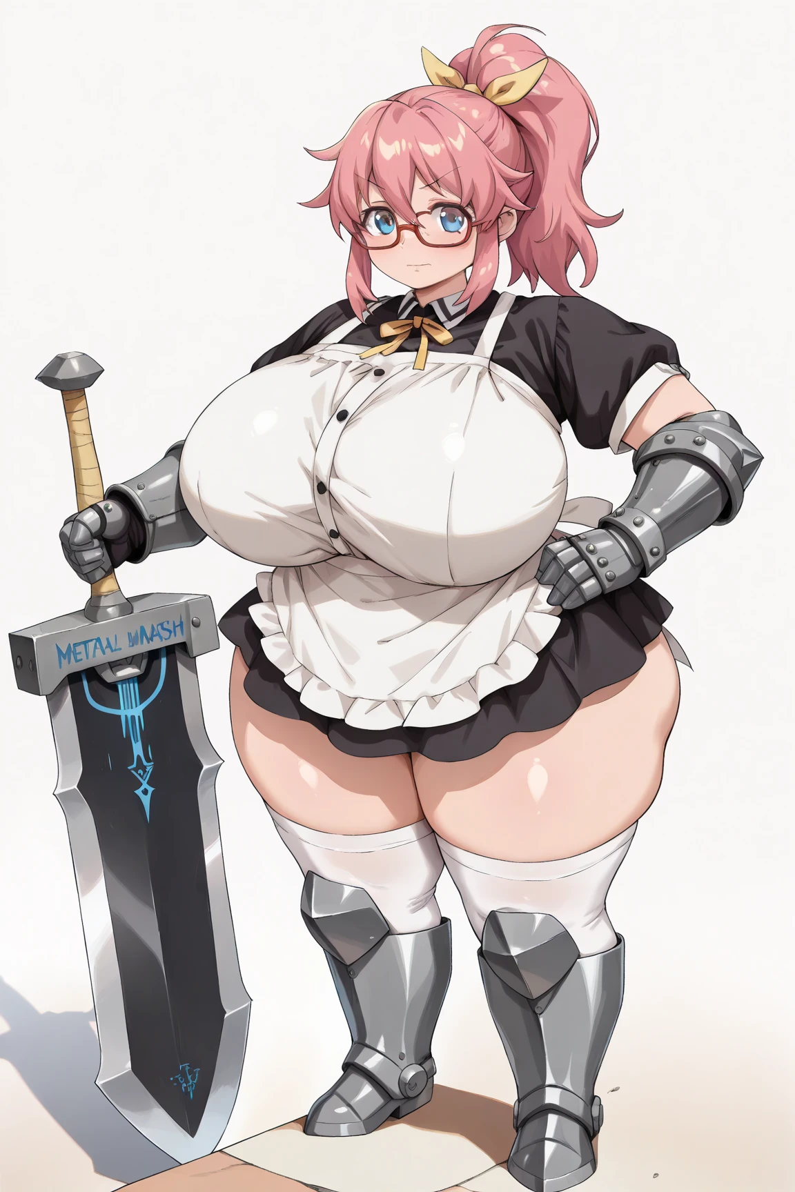 Warrior Women, Red hair, short hair, blue eyes, purple earrings, embarrassed, blushing, angry, vore, large breast, tattoos, round belly, purple armor, belly exposed,