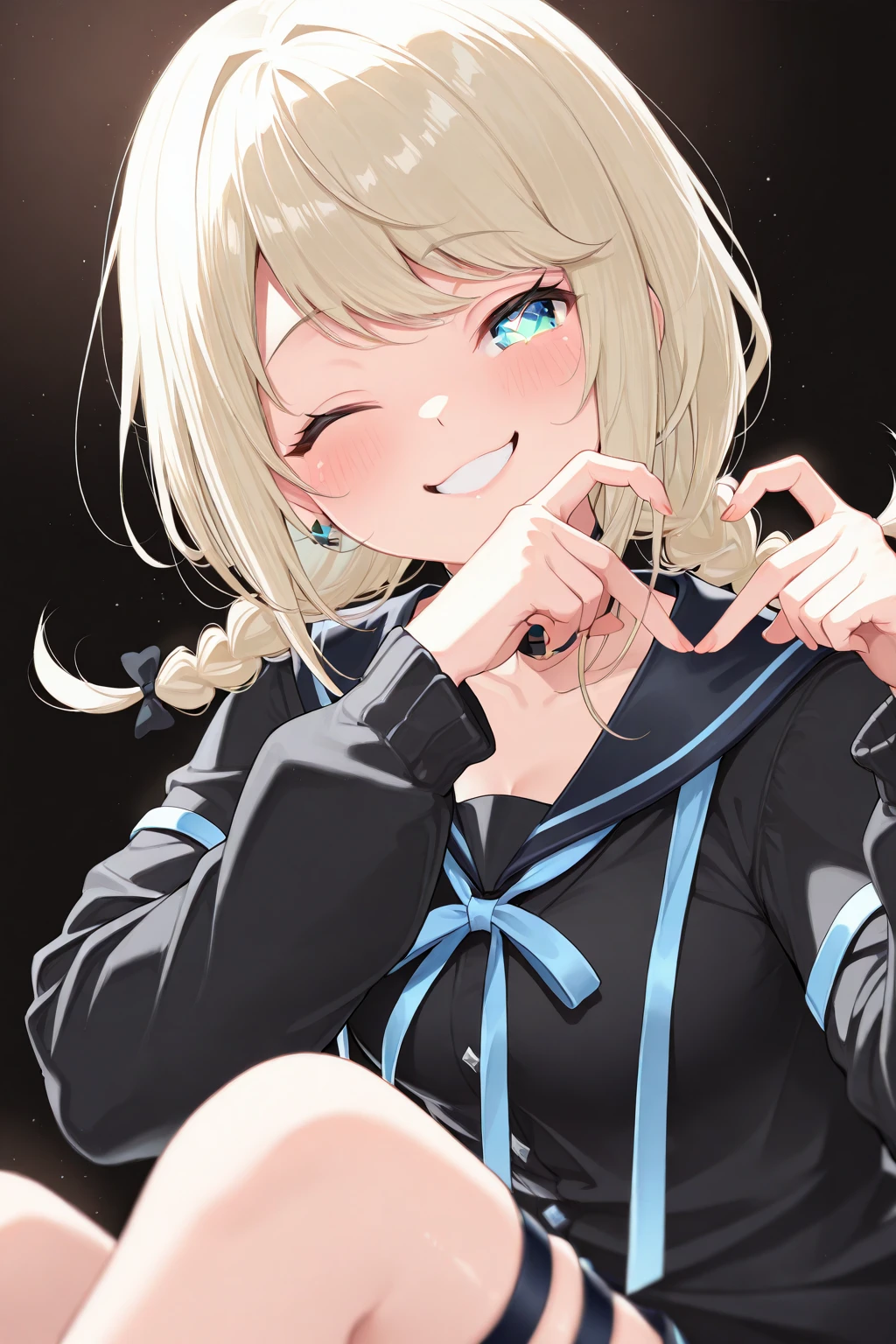 (masterpiece, The best quality at its best:1.2), alone, One huge breasted girl, tokiedgBunny, edgBunny, Expressionless face, Shut your mouth., Long blonde hair, fake animal ears, blue eyes, Blue Skinsuit, Blue ribbon,Bunny Suit、Dynamic pose、whole body、Blue Archive、Japanese crested ibis,Double Peace
