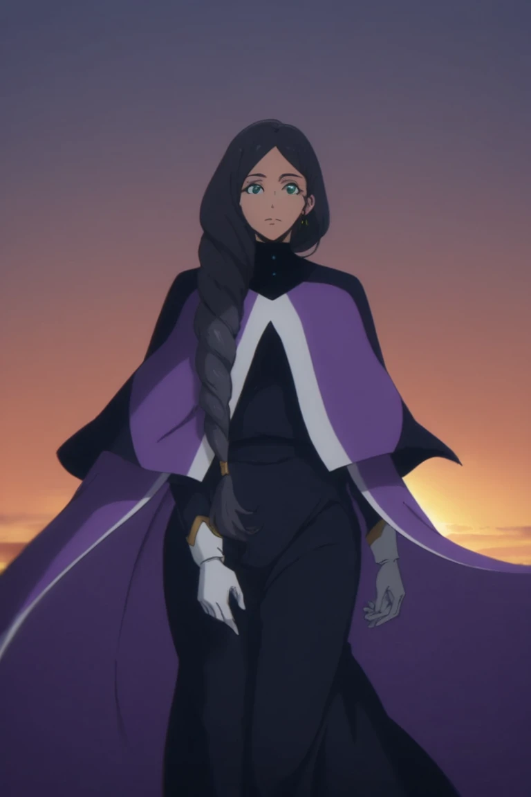 Phantom girl, solo, girl1, long black hair, , grey eyes, smile, grey lips, white cape, best quality, masterpiece, forest 