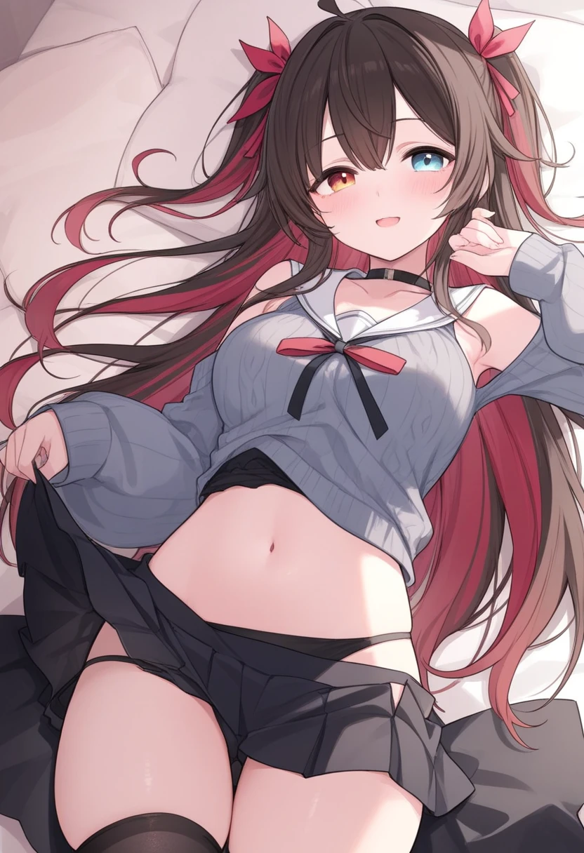 master piece、Highest image quality、highest quality、 ((panic))、glossy hair quality、small face、sitting、Super detailed and beautiful bright eyes、Super detailed clear and beautiful face、(cute illustration:1.2), High-resolution, ultra-detailed, best quality, embarrassed、(Gaps in shorts).(Cute ????????? that can be seen at a glance)、off shoulder