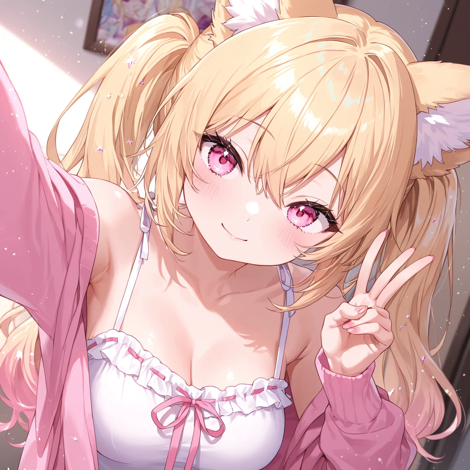(furry:1.2), focus on face, bikini, blush, beautiful lights and shadows