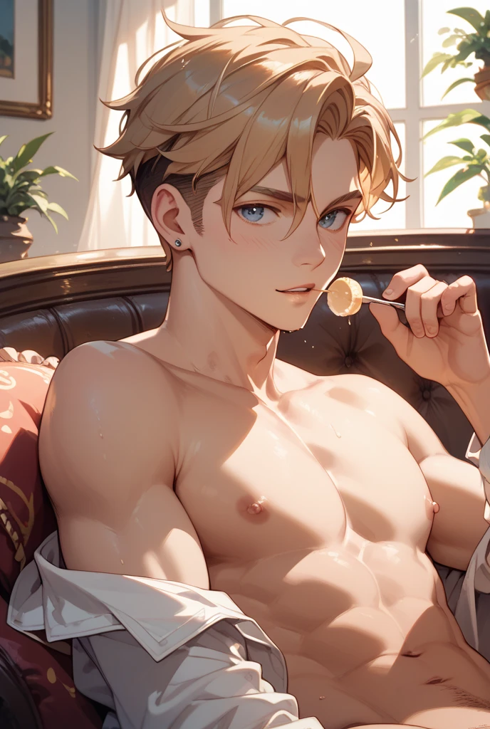 ((Highest quality, 8K, Super detailed, Tabletop: 1.3)), basement,18-year-old boy held captive by pervert.,Full nudity,My hands are tied、I'Hanging from the ceiling while raising his arms in a tirade.,Look straight ahead,Blonde Short Hair,Iris,(Cute baby face:1.1),Handsome like a model, Jockstrap,topless, Sweat vapor, Crying face,Displeased,blush,Part your lips,Stiff resistance, bondage,What is BDSM?,Body bound with rope,Tortoiseshell binding,Inserting a vibrator into the anus,The bulge of the vibrator can be seen through the string panties,Leg spread,choker,Hangman,Lock,High-quality images,High-quality images,Reality,Detailing,Vibrant colors,