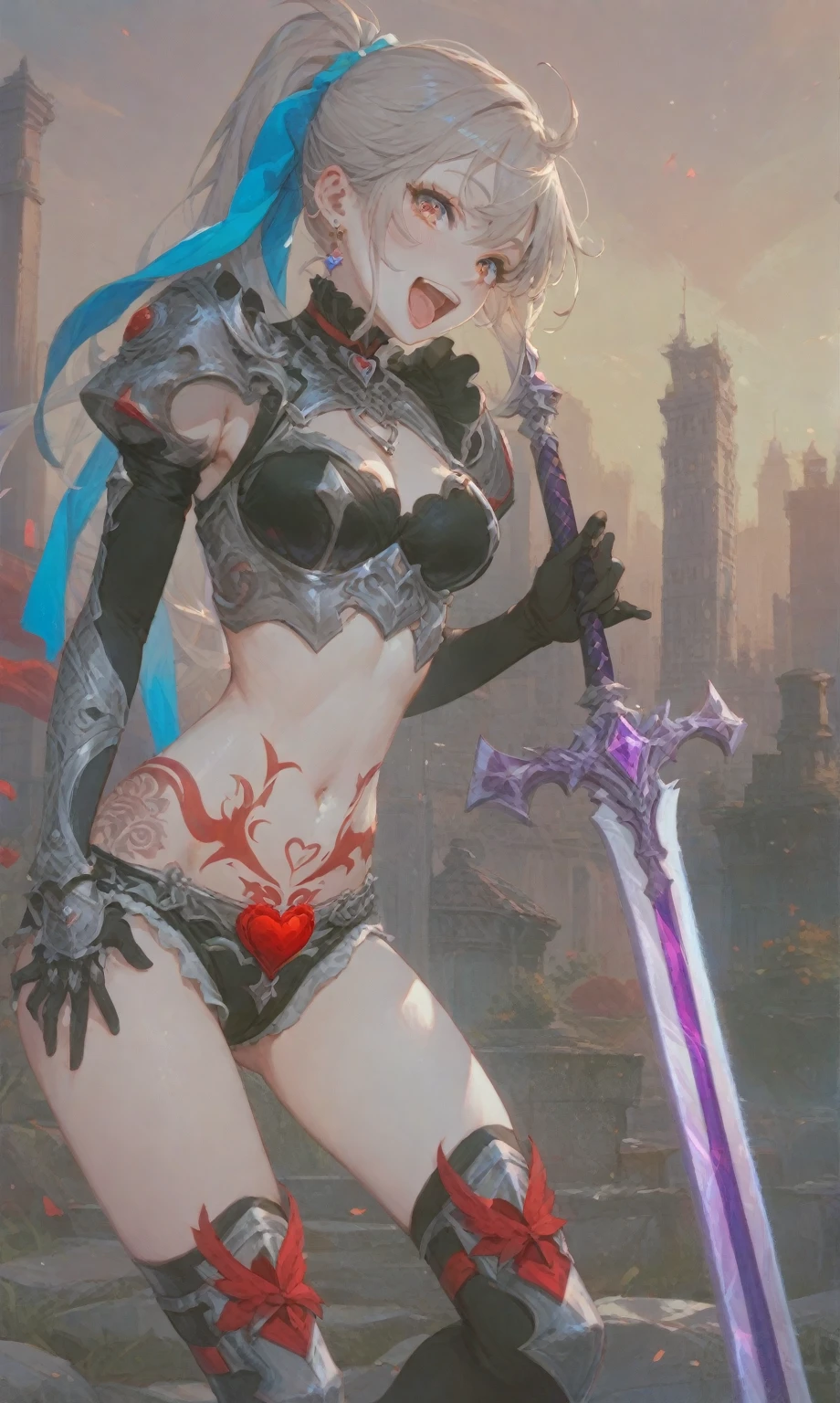  ((best quality)), ((masterpiece)), (detailed), 1girl, Character design, female, dynamic poses, long white grey hair, grey white eyes, very skinny, detailed, best quality, no accesoires around the neck, no shoes, prominent collarbones, skinny arms, flat stomach, visible hip bones, full body, blank white background, plain background, white background, red and white clothing, Bloodborne inspired, occult aesthetic, occult, detailed and intricate steampunk and detailed gothic, NSFW, Very dramatic and cinematic lighting, cosmic horror, grim-dark, side-lighting, perfect face, NSFW, Fluttering lace flared long knee length dress with frilly petticoats, knee length dress, pleated petticoats, petticoats gothic, complex lace boots, side-lighting, gothic aesthetic, wielding a mighty sword with mechanical components, mandalas, small breasts, a fairy, various different types of insect wings, NSFW, full body, whole body, body, plain background, white background, blank background, no background, white background NSFW, chains, full body, whole body, head-to-toe NSFW 
