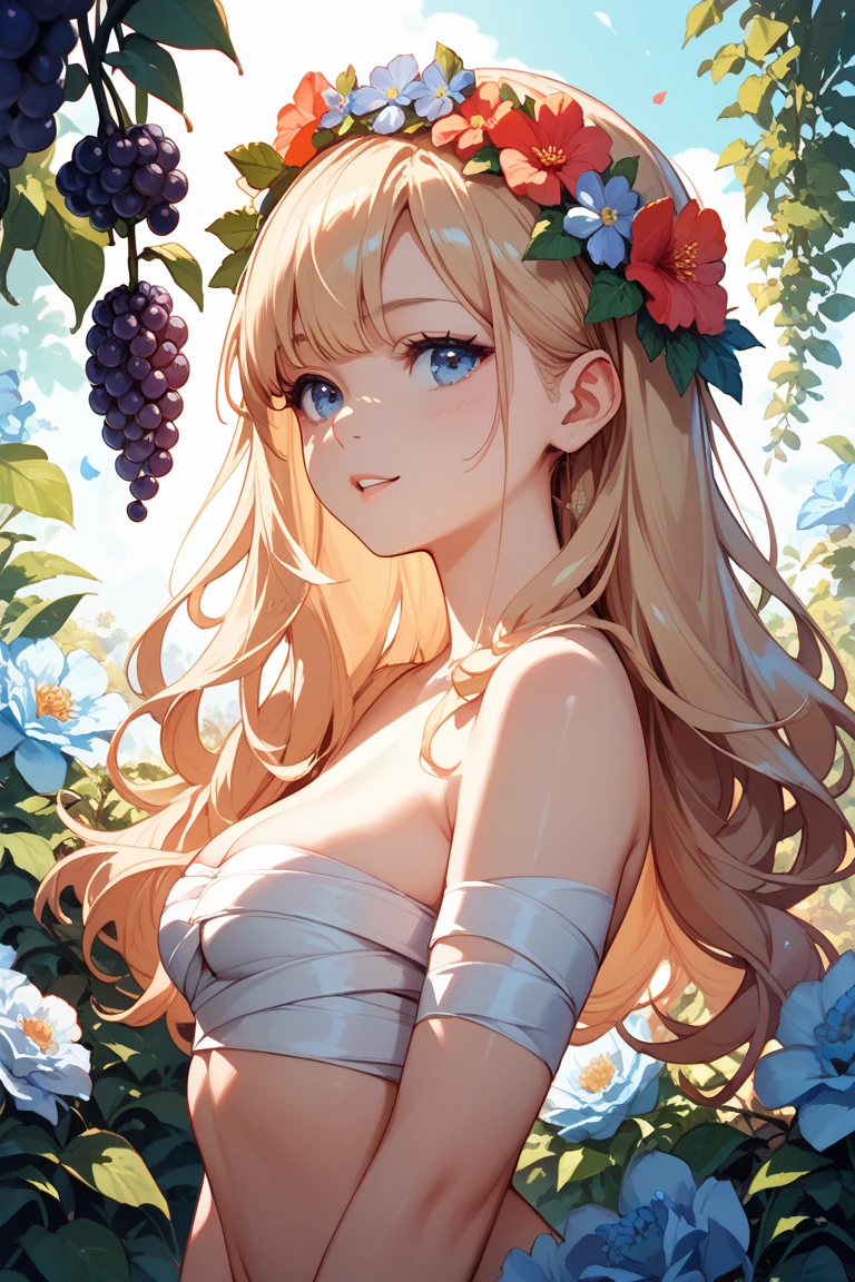(Highest quality, 32K, High resolution, Masterpiece:1.5), god々A photograph with brilliant dazzling and healing power., Evoking a sense of calm and elusive beauty, Expressing emotions, Have a rich imagination, Beautiful Japanese Girls, An exceptionally beautiful face, ((Profile looking up at the sky:1.3)), Small Face Beauty, Perfect Human ???????, Magical big eyes, Motherhood and generosity, Deep Love, A cheerful smile, ((Shiny ash beige hair:1.3)), Super long straight silk hair that sways beautifully in the wind, Asymmetrical bangs, Hair between the eyes, Transparent, soft white skin, Sharp eyebrows, Thin lashes, Natural Makeup, Cheek highlighter, Pale pink detailed lips, ((Pastel pink floral bikini:1.4)), ((Blue sky background:1.3)), Professional photographer, Professional Lighting, Professional models, god秘的