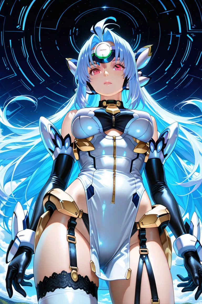 Anime, Girl, (((1girl))), (((Waifu, Xenoblade Chronicles 2, Pneuma Waifu))), (((Seafoam Green Hair, Long Hair))), ((Seafoam Green Eyes eyes:1.3, Upturned Eyes: 1, Perfect Eyes, Beautiful Detailed Eyes, Gradient eyes: 1, Finely Detailed Beautiful Eyes: 1, Symmetrical Eyes: 1, Big Highlight On Eyes: 1.2)), (((Lustrous Skin: 1.5, Bright Skin: 1.5, Skin Fair, Shiny Skin, Very Shiny Skin, Shiny Body, Plastic Glitter Skin, Exaggerated Shiny Skin, Illuminated Skin))), (Detailed Body, (Detailed Face)), Young, Idol Pose, (Best Quality), ((((Techwear))), (((Bunny Girl Outfit))), (((Thigh-high Heeled Boots))), High Resolution, Sharp Focus, Ultra Detailed, Extremely Detailed, Extremely High Quality Artwork, (Realistic, Photorealistic: 1.37), 8k_Wallpaper, (Extremely Detailed CG 8k), (Very Fine 8K CG), ((Hyper Super Ultra Detailed Perfect Piece)), (((Flawlessmasterpiece))), Illustration, Vibrant Colors, (Intricate), High Contrast, Selective Lighting, Double Exposure, HDR (High Dynamic Range), Post-processing, Background Blur