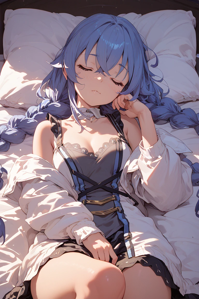 ((tmasterpiece,Best quality at best)),1 plump girl,solo, Ultra-detailed eyes,Upper part of the body,exposed bare shoulders,Playful and cute,Uniforms,sleepily