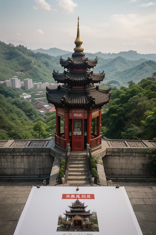 Arafi image of a pagoda with a blue sky in the background, Chinese style buildings, ancien chinese tower, Ancient Chinese architecture, Chinese architecture, digital painting of a pagoda, pagoda, guangjian, Chinese tradition, Inspired by Yang Buzhi, Chinese palaces, The temple of truth is white, Tang Dynasty Palace, dreamland of chinese, preserved historical，AI vector cartoon diagram、