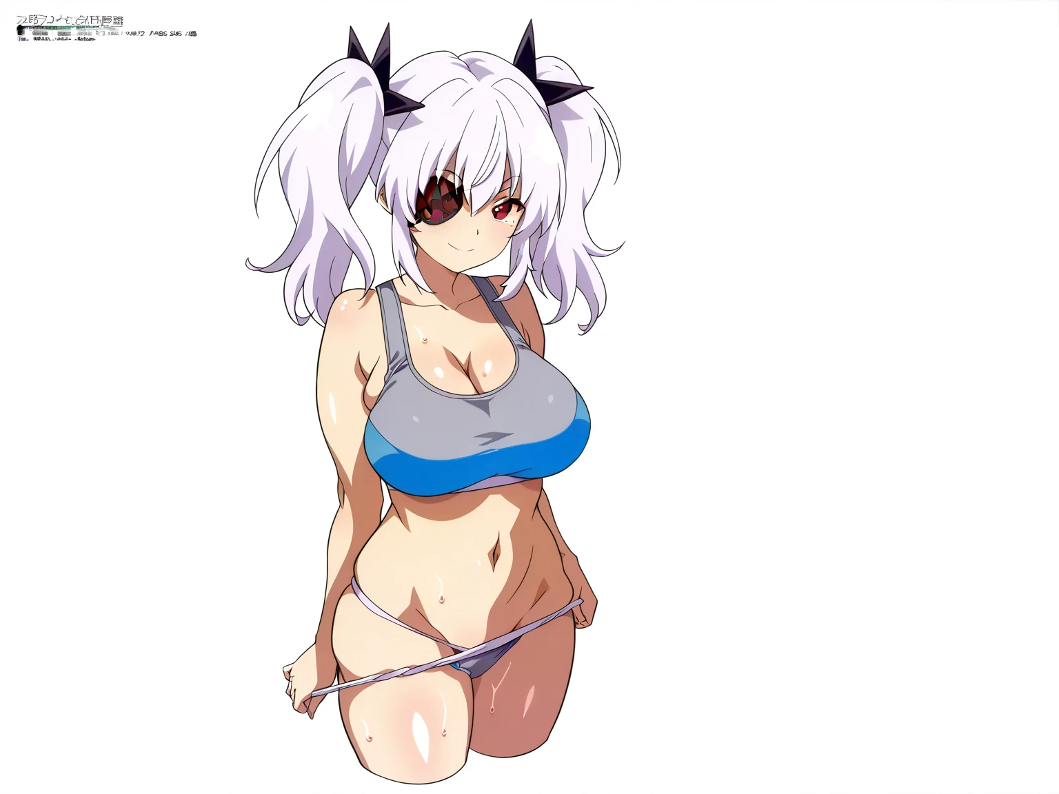 1girl, aegir \(azur lane\), azur lane \\\\\ masterpiece, best quality, very aesthetic, absurdres, newest \\\\\\ sportive body,  \\\\\\ by nyantcha,,by cutesexyrobutts,by khyle ///// white hair with a single prominent red streak, black horns, yellow eyes,  , white (nurse outfit:1.2), skirt, , white pencil skirt, nurse cap, , , a red cross on the cap, standing, (white background:1.2),  rating general, horny smile, hands on hips