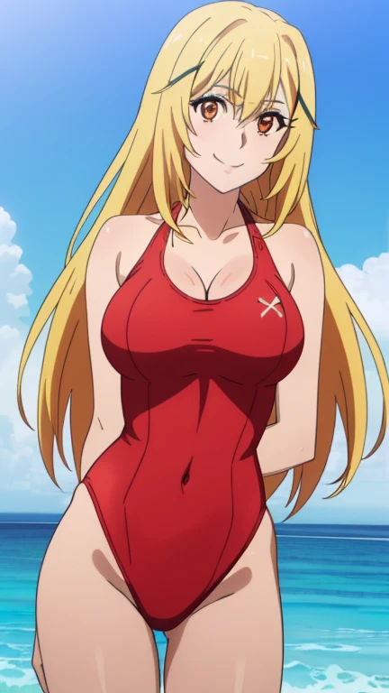 score_9,score_8_up,score_7_up,18 year old,1girl,asuna \(sao-alo\), sword art online,yuuki asuna,nsfw,brown eyes, brown hair, long hair, bangs, braid,standing,leg lift,hand on hip, holding cup,seductive-smile,blush,large breasts,brown hair,parted hair,long hair,red dress ,plunging neckline,center opening,cleavage,navel,earrings,bracelet,pool ,people,multiple strong man,
