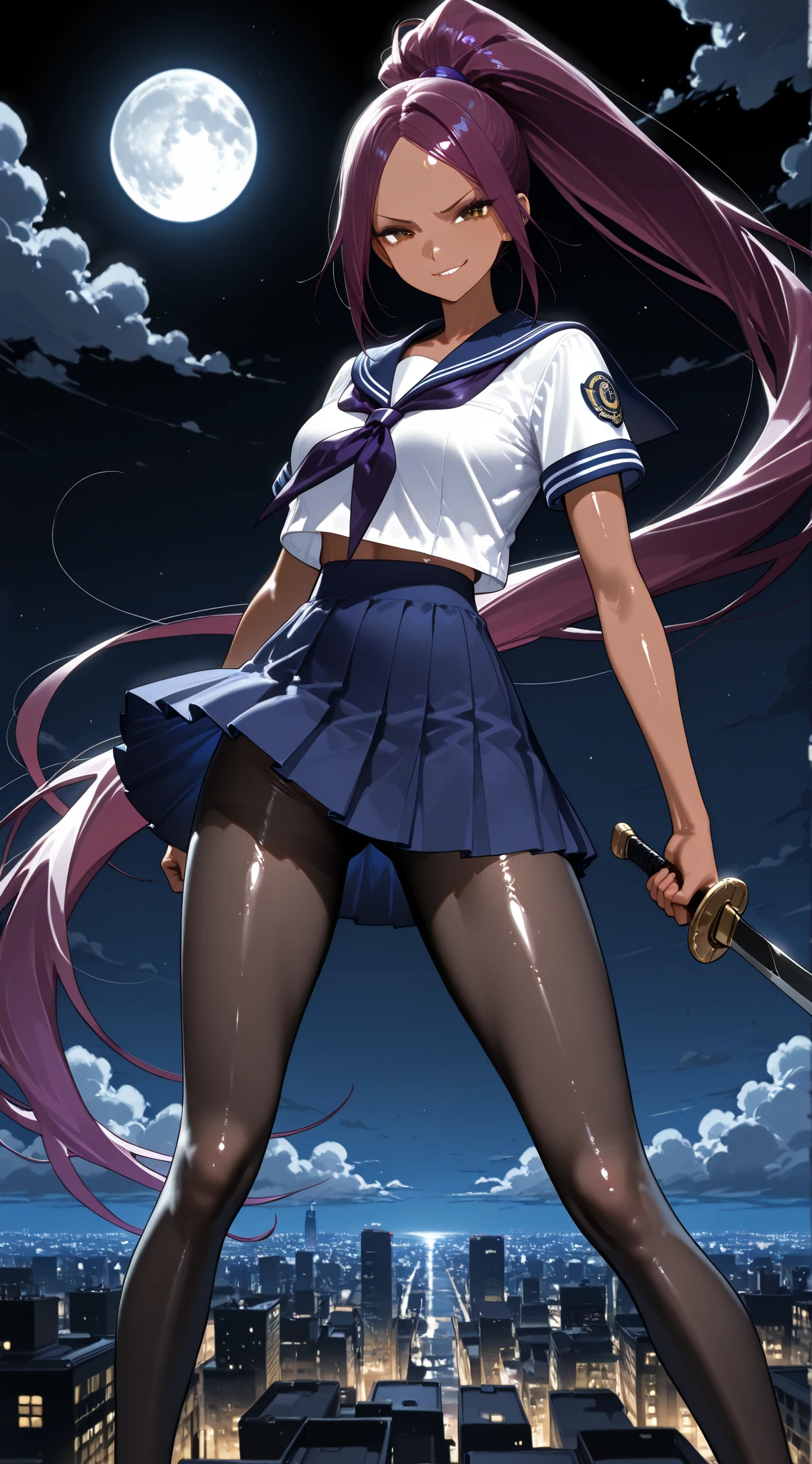 Perfect Anatomy,(8K, Highest quality, masterpiece:1.2),\(Beautiful Eyes\),\(Facial Features\),(\(Costume details Details\)\),(Big Lesbians , Super Skirt,Sailor Moon Costume,(Face Focus) ,Very detailed CG Unity 12K wallpaper,Large file size,Very detailed,High resolution,absurdes,Beautiful Eyes,Ray Tracing,Dramatic Shadows,Down to the last detail,elevation,Hyper Detail,(alone),Anime Style、Very long straight hair、Black Hair、Black sailor collar、Black Absolute Short Mini Scarbow Gloves、(ガレキの山:1.4),(full body:1.5),(evil smile:1.5),side view