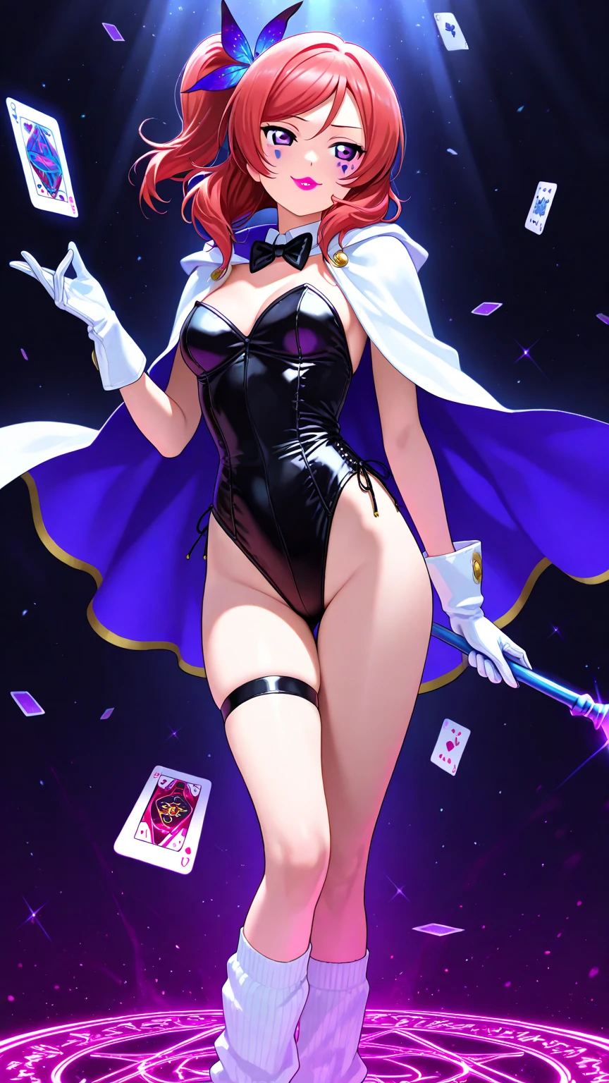 (masterpiece: 1.2, best quality), (1 milf, solo),v1l0l, large breasts, (Dynamic stance), demon girl, ( small demonic horns:1.1), (, (heaven), ), blue (pantyhose:1.1)