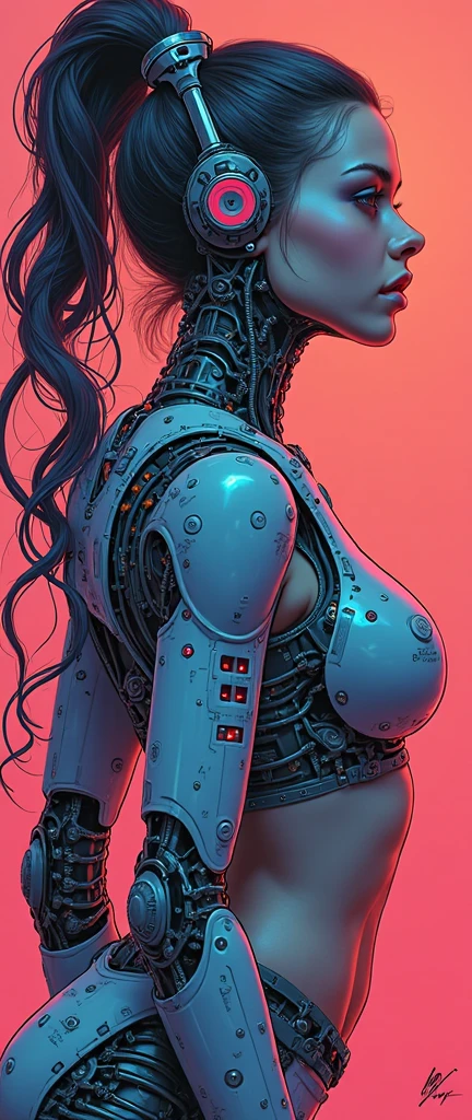complex 3d render ultra detailed of a beautiful porcelain profile woman android face, cyborg, robotic parts, 150 mm, beautiful studio soft light, rim light, ((gigantic breasts:1.5)) vibrant details, luxurious cyberpunk, lace, ((glowing blue eyes:1.9)), (puffy lips:1.5), hyperrealistic, anatomical, facial muscles, ((cable electric wires:1.4)), microchip, elegant, beautiful background, octane render, H. R. Giger style, 8k, best quality, masterpiece, illustration, an extremely delicate and beautiful, extremely detailed ,CG ,unity ,wallpaper, (realistic, photo-realistic:1.37),Amazing, finely detail, masterpiece,best quality,official art, extremely detailed CG unity 8k wallpaper, absurdres, incredibly absurdres,  robot, silver halmet, full body