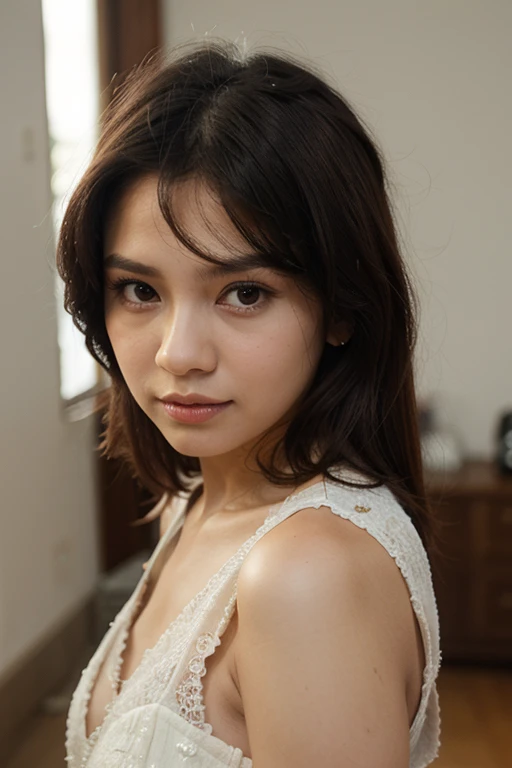 (most stunning 30yo), ((pale white porcelain glossy shiny oiled)), ((long straight hair)), (((vampire, white hair))), dark eye makeup, nude, (thick), (wide hips), (((pale glossy skin))), nude, ((upper body view)), ((cute)), gothic scenery, (dim light), hd, (((shirtlift))), raw photo, freckles, ((best lighting, rim light)), subsurface scattering, epiCRealism, tt_mosquito <lora:tt_mosquito:0.8> <lora:shirtliftv1:1>