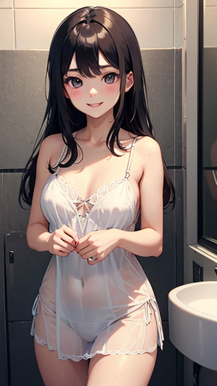Two Girls , university student, (topless), Large Breasts, (Pull up your skirt, micro thong), Upper Body、necklace、smile, shy, Bedroom,