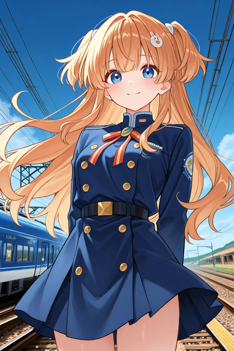 (Realistic painting style:0.9), (faux traditional media:1.0), masterpiece, best quality, depth of field, looking to the side, 1girl,stadding , outdoors, solo, sky, blue nails, cloud, bangs, long sleeves, holding, looking at viewer, day, white cat,blue sky, breasts, medium breasts, cloudy sky, blush, index finger raised, blue flower, smile, closed mouth, holding a thin white ipad,girl curl up, tarot, green background, <lora:lisaImaiBangDream_v20:1>, <lora:animeTarotCardArtStyleLora_v20Offset:1>, brown hair,close mouth,smile,school uniform,skirt,necktie, <lora:bluetheboneEsthetic80s_bluethebone10:0.6>