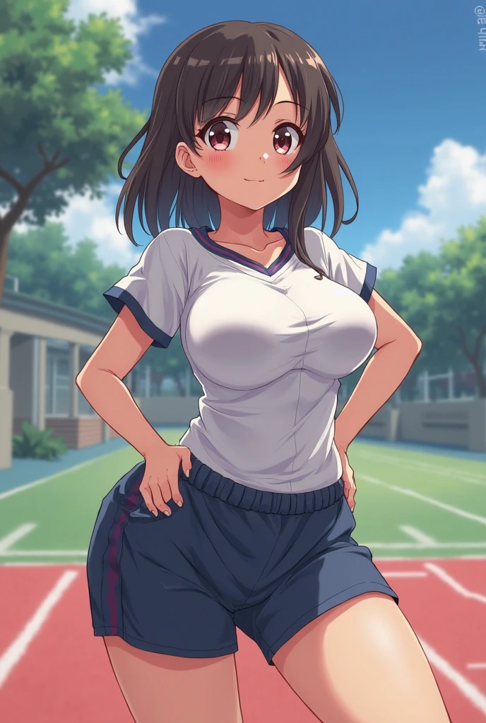 ((masutepiece, Best Quality, hight resolution, nffsw, Perfect Pixel, 4K, nffsw, nffsw))), 1girl in, Single, Solo, Beautie、full body seen、 ((Middle Wave Hair, Bangs, Brown hair)), ((Brown-eyed, Beautiful eyelashes, Realistic eyes)), ((Detailed face, Blushing:1.2)), ((Smooth texture:0.75, Realistic texture:0.65, Photorealistic:1.1, Anime CG style)), medium breasts, Dynamic Angle, Perfect body, White tennis wear, Shirts with short sleeve collar、pleatedskirt,breasts looking、(no-bra)、、 tennis coat、during daytime、all-fours、Looks Back、Transverse breasts))))、Very embarrassing panic smile、(Pink floral lace panties)、