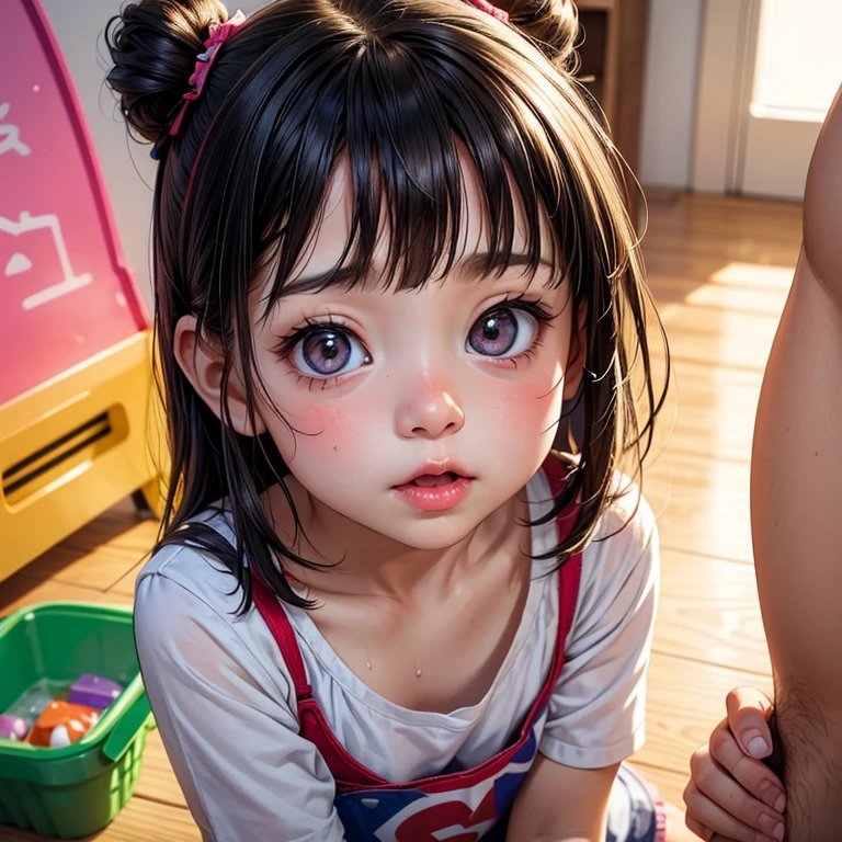 Turn into manga anime kawaii style little girl fully dressed
