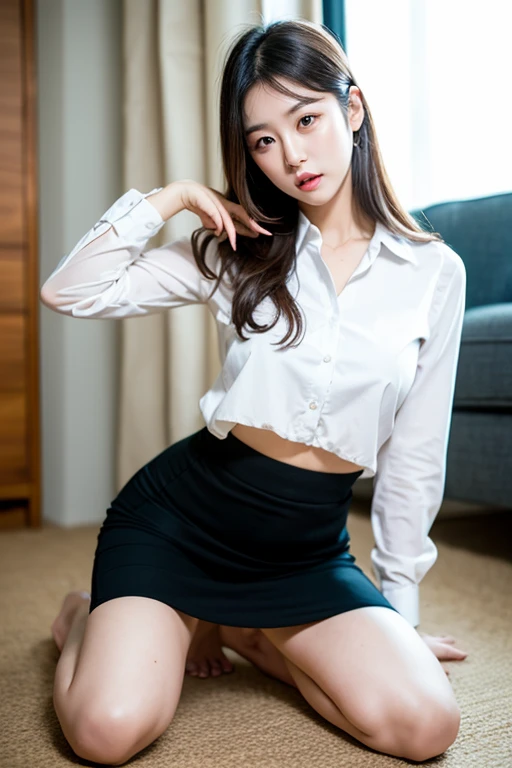 (In 8K,highest quality,masterpiece),(Realistic,RAW Photos,Super Fine Clear),Realistic Light,Detailed skin,Beautiful Japanese Women,((30-year-old woman,))、Businesswoman、Office Fashion,(Long skirt)、Panty shot,White sexy panties、kneeling to spread legs,Thin legs、fine grain,Detailed fingers、thin、Sexual,Ecstasy expression,In a stylish bedroom、a place where there are no people,Ecstasy,era of asian eyes