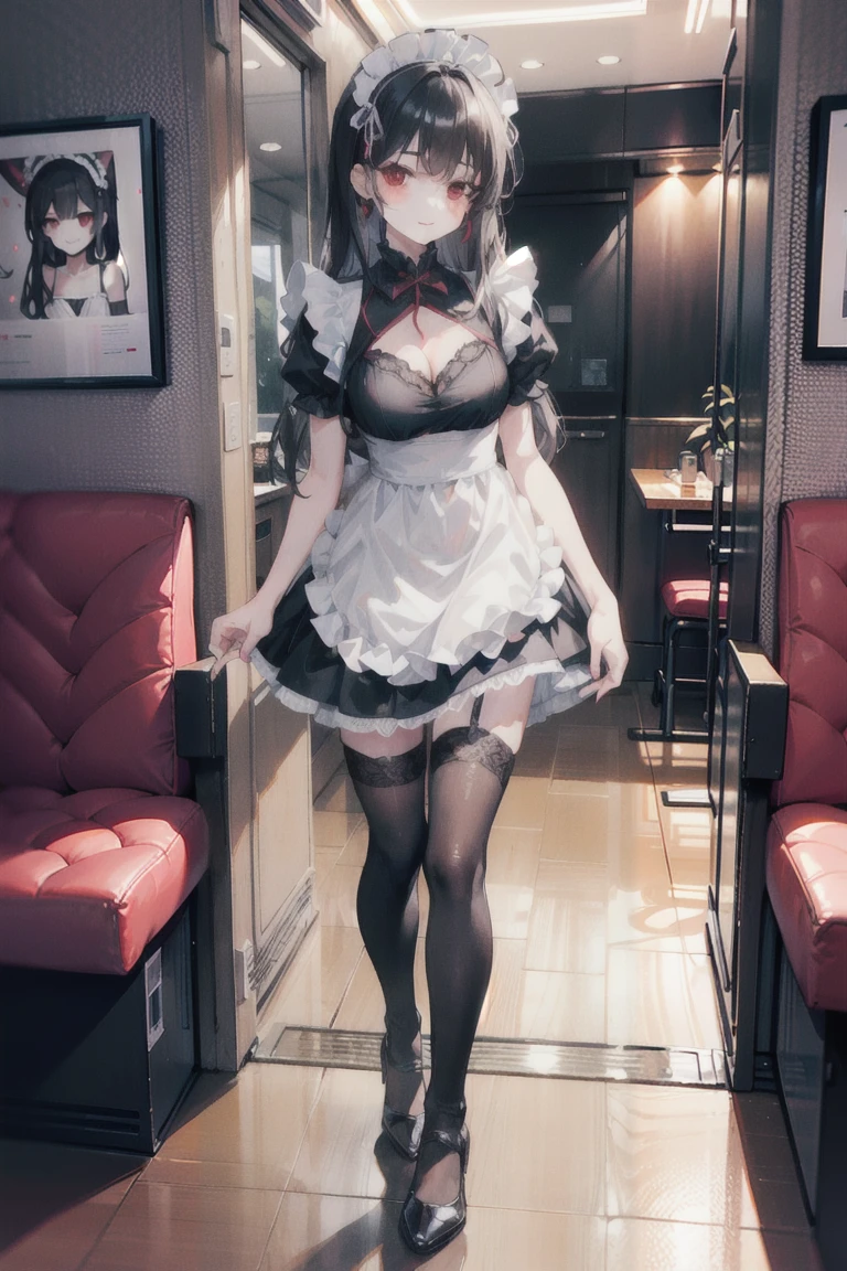 Masterpiece, high quality, 8k, ultra detailed, detailed face, huge breast, cleavage, standing, md1, detail face, detail body, thigh, dark background,