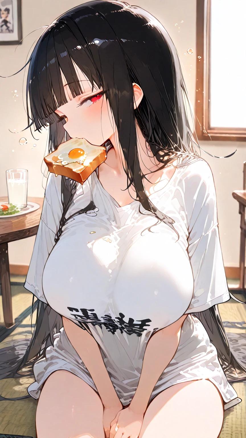 30 year old woman attractive with big bobs attractive full groomed long hair lying by the canal black hijab what happened bobs spilling out of the job fun facial features round face cool hands sexy style legs long open Soft mix, body, face, relaxation, fun, meat, body** Big black eyes pointed at me