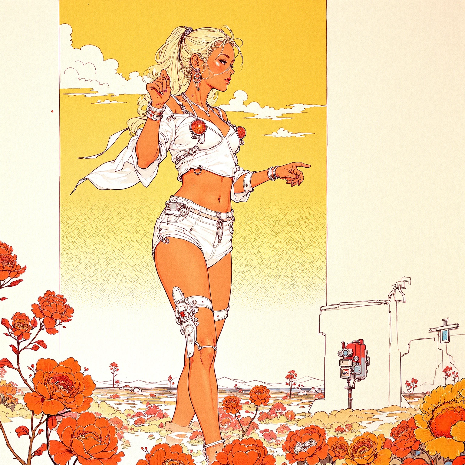 1woman, full body blonde tattooed punk alejandra guilmant thighs pastel colours 1960's psychedelic poster curvy full body panties shorthair pastelgoth beauty woman (highly detailed) (darren grealish)tomer hanuka (alphonse Mucha) Petra Collins indian matchbox art, decals typography and stickers jugendstil psychedelia, fine detail sharp modern classic cinematic