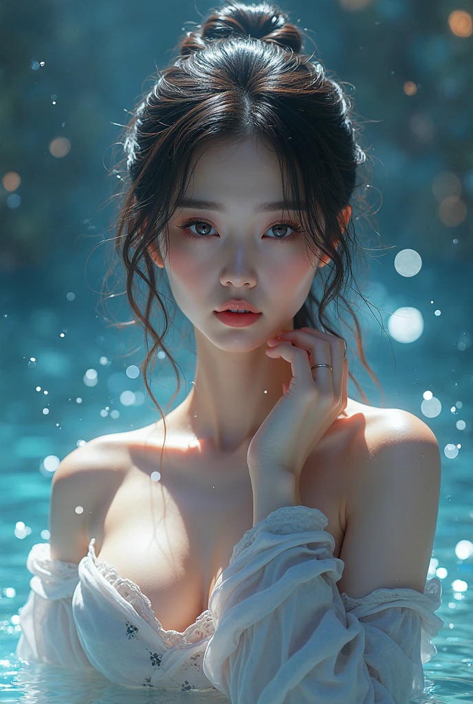 (masterpiece,best quality:1.4),(8k,raw photo,photo realistic:1.2),shiny skin,detailed skin,detailed face,detailed eyes,Detailed hands,Detailed Background、1girl,Japanese idol,(beautiful face),(Shining Eyes:1.1),、smile、Symmetrical eyes、、Great background、Great location、((Sexy Costumes))、Upper Body、(Detailed sexy mermaid,Live-action adaptation,The Little Mermaid,)、Ocean,mysterious,nswf