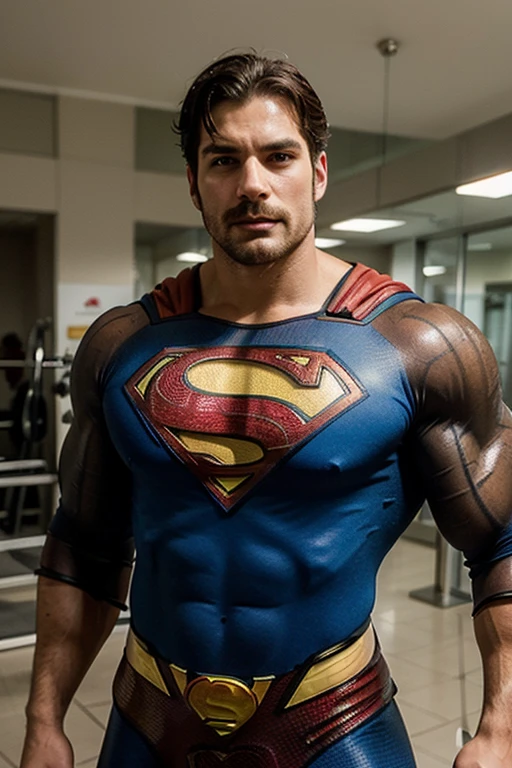 Henry Cavill holding his penis with  on his belly 