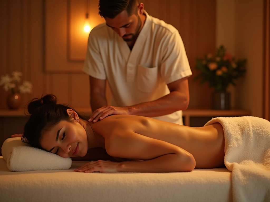 man doing erotic massage to woman, she holds smartphone in her hand, sensually, womans mouth wide open. massage table, liquid drops, skin, we can see their faces close, minimalistic, in a light purple and pink style, with soft edges and blurred details, with a 3D render, on a colorful background, with a minimalist stage design, in a surreal style, with a cinema4D rendering, with a minimalist style, with low saturation, using gradient colors, with a cinema4D rendering, with a blender rendering, with super detail, at a super high resolution, at a super high definition