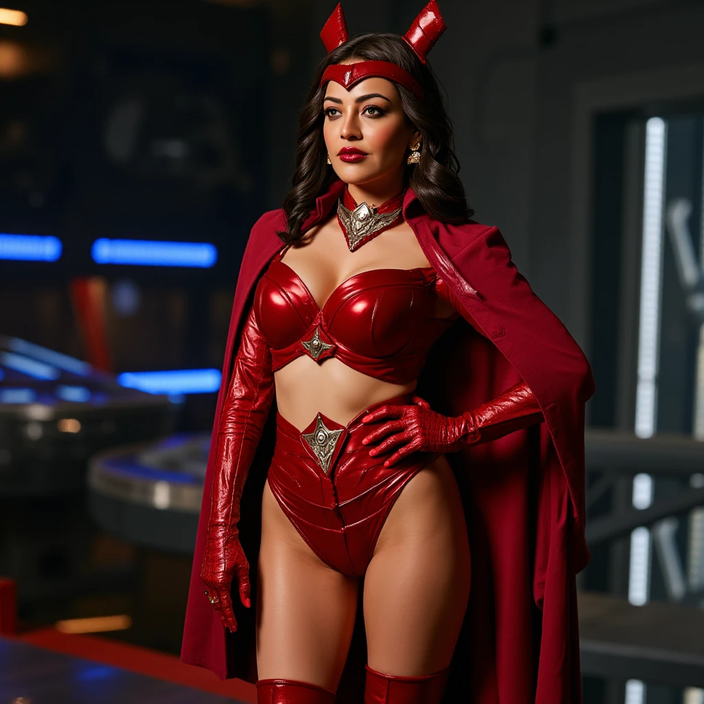 araffe in a red dress walking on a blue floor, with a thin waist, sexy look, promo still, aesthetic!!!!!! female genie, beautiful queen, shot from movie, seductive pose, in a red dress, still shot from movie, intense look, stunning woman, full body;, still from the movie, promotional movie still, very seductive pose, 4k quality, very very high picture,