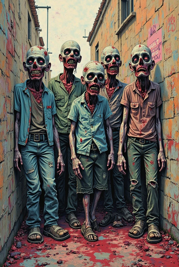 mjthriller zombies waiting for a train in a metro subway station, intricate detail, detailed face, very sharp, high quality, professional photography <lora:hjmjthriller_v10-000003:0.8>