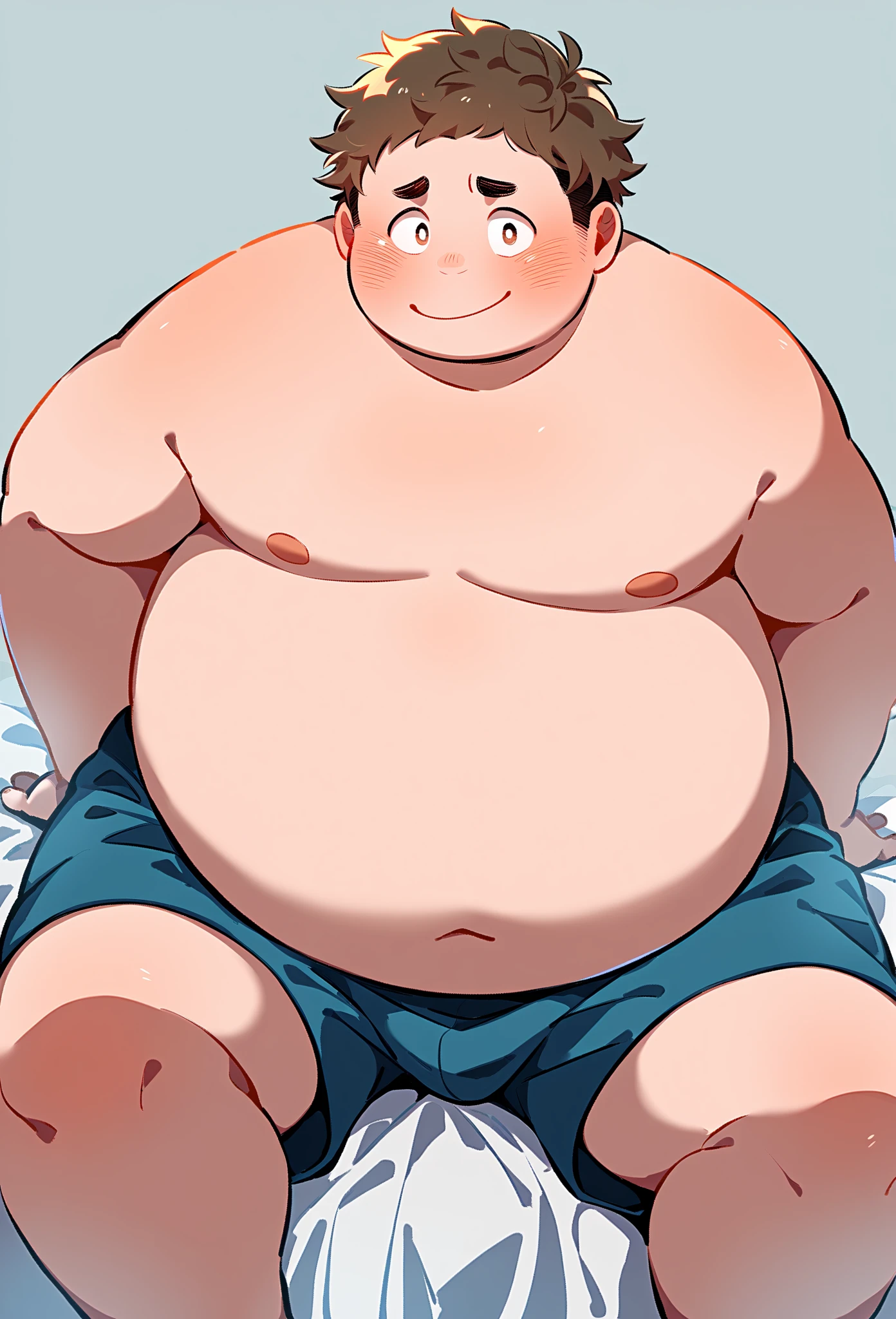 alone，male，chubby，Shirtless， alone， detailed， high resolution，， masterpiece，Excessive obesity，Obesity in the extremities，overweight，junpei，人