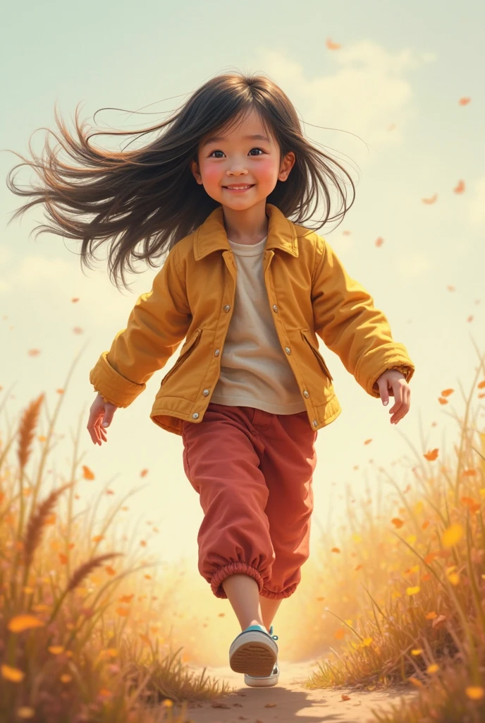 Many small children are flying kites together in the field