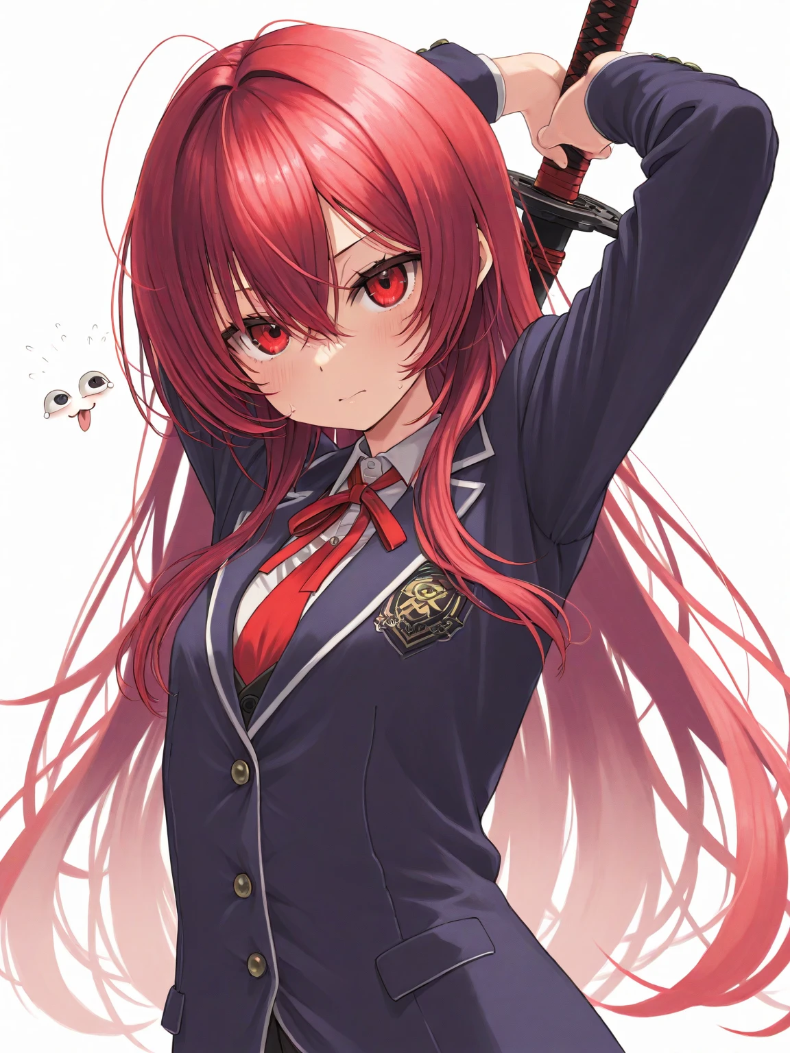 hi-school girl Red-haired piercings cute little 校服 cat ear Long