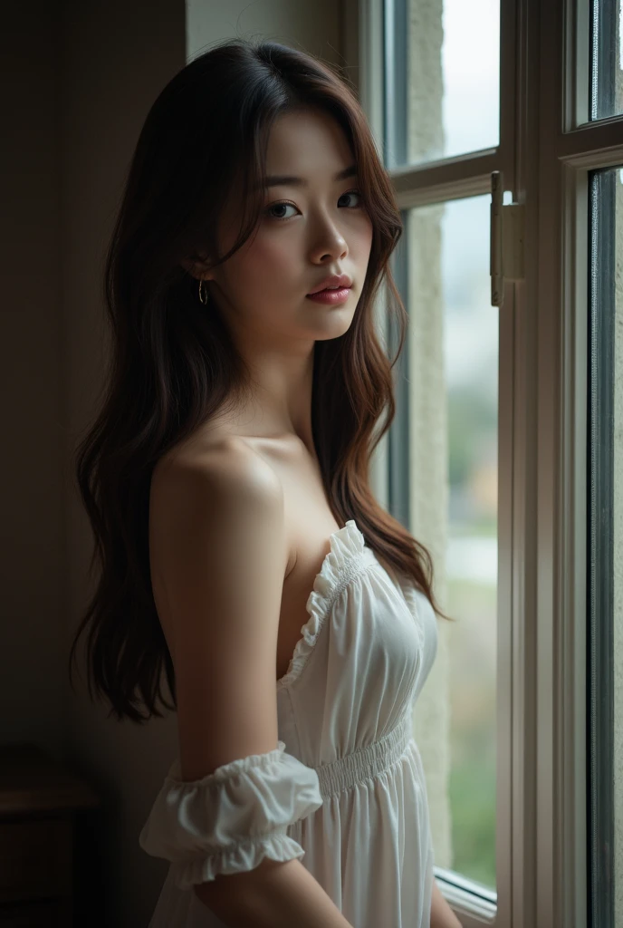 Highest quality， masterpiece， Ultra-high resolution， （Realistically：1.5）， RAW Photos， 1 cat， cute， In the light， Deep Shadow， low posture， Cold Light， Sexy Looks， Long Hair