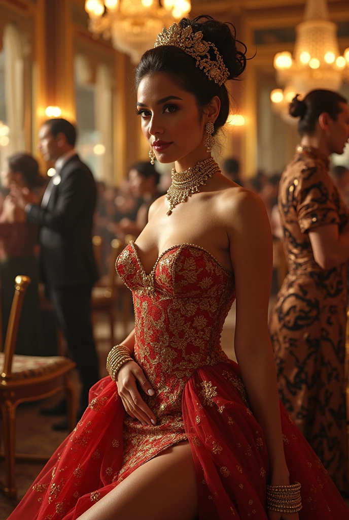 At the charity event, recreated in the style of photorealism, the hall is filled with a high society glamorous atmosphere. Elegant ladies in sumptuous outfits with plumes and diamonds glitter against the backdrop of an exquisite interior filled with flowers and candles. In their company whispered refined conversations and sounds of music create an atmosphere of magic.
Supported by solid gentlemen, in expensive suits and with exquisite accessories, delicately communicate with ladies, surrounding them with care and attention. Their confident movements and noble manners captivate the eye, creating the impression of powerful and influential personalities.
Anthropomorphic cyborgs stand out among the guests, blending into the crowd indistinguishable from real people. Their metallic details and cybernetic patterns attract attention and draw interesting glances. Their presence adds mystery and wonder to the already rich festive atmosphere of the charity event, best quality, high quality, absurdres, masterpiece, beautiful, intricate details, 1/2 body crop, slim body, beautiful figure, magnificent anatomy, (intricate details:1.12), HDR, (intricate details, hyper-detailing:1.15), (natural skin textures, hyper realisitc, soft light, Sharp:1.2)